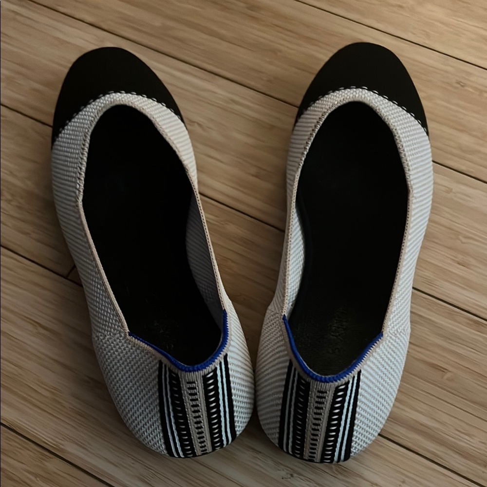 Rothy's The Tuxedo Square Toe Beige Flats